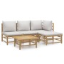 5-teiliges Gartenmöbel-Set Bambus und Kissen hellgrau von vidaXL, Gartensets - Ref: Foro24-3155081, Preis: 407,25 €, Rabatt: %
