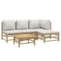 5-piece garden furniture set made of bamboo with light gray cushions by vidaXL, Garden sets - Ref: Foro24-3155081, Price: 402...
