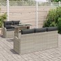 Conjunto de sofá de jardín con cojín 6 pcs Gris claro Poliratán