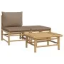 3-piece bamboo garden furniture set with taupe gray cushions by vidaXL, Modular outdoor sofas - Ref: Foro24-362283, Price: 21...