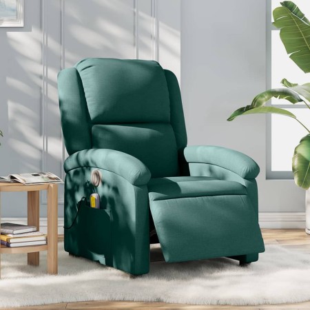 Sillón reclinable de masaje eléctrico tela verde oscuro