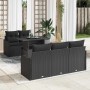 Conjunto de sofá de jardín con cojín 6 pcs Negro Poliratán