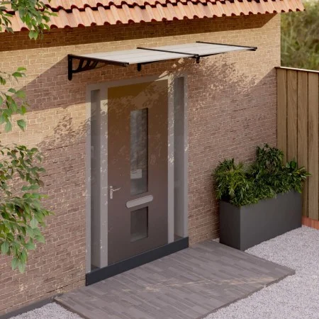 Marquesina puerta policarbonato negro y transparente 199x90 cm de vidaXL, Toldos - Ref: Foro24-153685, Precio: 73,80 €, Descu...
