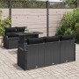 Conjunto de sofá de jardín con cojín 6 pcs Negro Poliratán