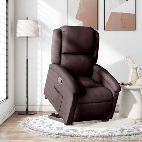 Sillón reclinable elevable tela marrón oscuro Sillón reclinable elevable tela marrón oscuro