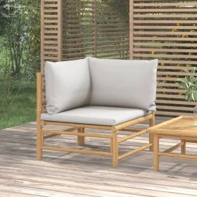 Garden corner sofa with light gray bamboo cushions by vidaXL, Modular outdoor sofas - Ref: Foro24-362278, Price: 109,37 €, Di...