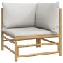 Garten-Ecksofa mit hellgrauen Bambuskissen von vidaXL, Modulare Sofas für den Außenbereich - Ref: Foro24-362278, Preis: 109,3...