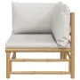 Garten-Ecksofa mit hellgrauen Bambuskissen von vidaXL, Modulare Sofas für den Außenbereich - Ref: Foro24-362278, Preis: 109,3...
