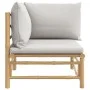 Garten-Ecksofa mit hellgrauen Bambuskissen von vidaXL, Modulare Sofas für den Außenbereich - Ref: Foro24-362278, Preis: 109,3...