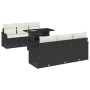 Conjunto de sofá de jardín con cojín 7 pcs Negro Poliratán