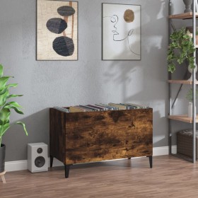 Mueble discos madera contrachapada roble ahumado 74,5x38x48 cm
