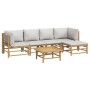 6-teiliges Gartenmöbel-Set aus Bambus mit hellgrauen Kissen von vidaXL, Gartensets - Ref: Foro24-3155104, Preis: 520,01 €, Ra...