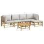 Set de muebles de jardín 6 piezas bambú con cojines gris claro de vidaXL, Conjuntos de jardín - Ref: Foro24-3155104, Precio: ...