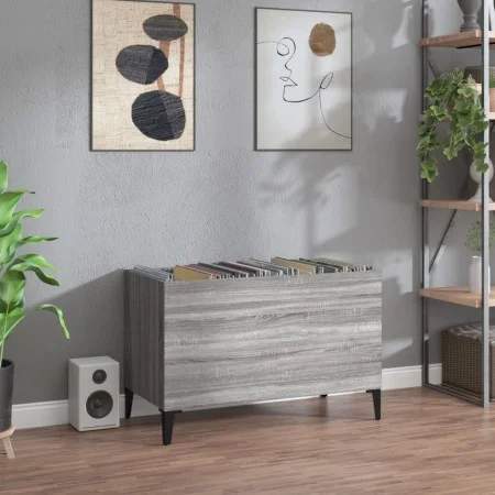 Sonoma gray plywood disc cabinet 74.5x38x48 cm by vidaXL, CD and DVD storage - Ref: Foro24-831971, Price: 35,22 €, Discount: %