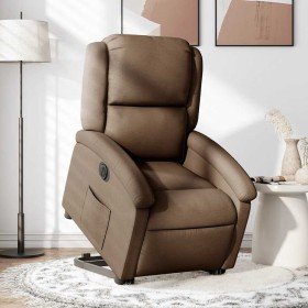 Sillón eléctrico reclinable elevable de tela marrón en Sillones | Comprar online en Foro24