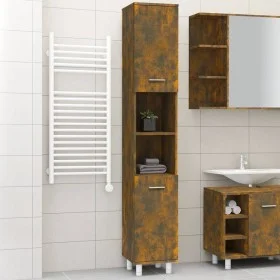 Armario de baño madera contrachapada roble ahumado 30x30x179 cm de vidaXL, Muebles de baño - Ref: Foro24-825831, Precio: 75,7...