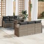Conjunto de sofá de jardín con cojín 7 pcs Gris Poliratán