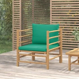 Bamboo garden sofa with green cushions by vidaXL, Modular outdoor sofas - Ref: Foro24-362296, Price: 94,31 €, Discount: %