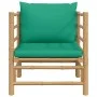 Bamboo garden sofa with green cushions by vidaXL, Modular outdoor sofas - Ref: Foro24-362296, Price: 94,31 €, Discount: %