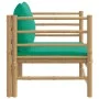 Bamboo garden sofa with green cushions by vidaXL, Modular outdoor sofas - Ref: Foro24-362296, Price: 94,31 €, Discount: %