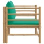 Gartensofa aus Bambus mit grünen Kissen von vidaXL, Modulare Sofas für den Außenbereich - Ref: Foro24-362296, Preis: 100,38 €...