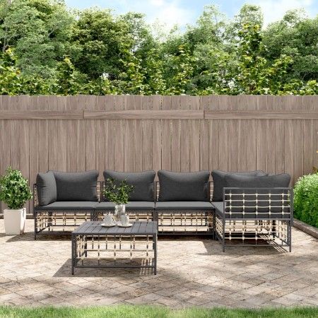 Garden furniture set 6 pieces anthracite cushions PE rattan by vidaXL, Outdoor sofas - Ref: Foro24-3186753, Price: 494,19 €, ...