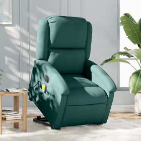 Sillón masaje eléctrico reclinable elevable tela verde oscuro en Sillones | Comprar online en Foro24