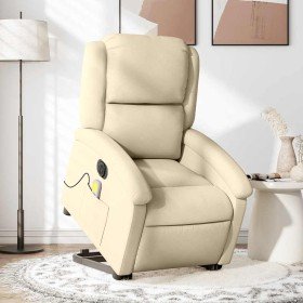 Sillón de masaje eléctrico reclinable elevable tela crema en Sillones | Comprar online en Foro24