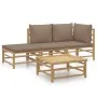 4-piece garden furniture set bamboo and taupe gray cushions by vidaXL, Garden sets - Ref: Foro24-3155112, Price: 351,23 €, Di...