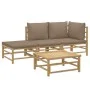 4-piece garden furniture set bamboo and taupe gray cushions by vidaXL, Garden sets - Ref: Foro24-3155112, Price: 351,23 €, Di...