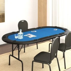 Folding poker table for 10 players blue 206x106x75 cm by vidaXL, Game and poker tables - Ref: Foro24-80403, Price: 197,28 €, ...