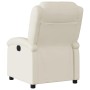 Sillón reclinable eléctrico de cuero sintético crema