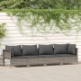 4-piece garden furniture set with gray synthetic rattan cushions by vidaXL, Garden sets - Ref: Foro24-362689, Price: 270,62 €...