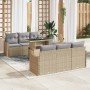 Conjunto de sofá de jardín con cojín 7 pcs Beige Poliratán