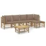 Set de muebles de jardín 6 piezas bambú con cojines gris taupé de vidaXL, Conjuntos de jardín - Ref: Foro24-3155116, Precio: ...