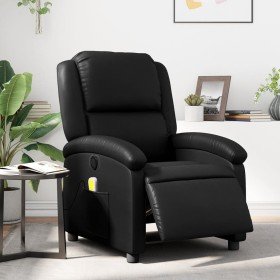 Sillón de masaje reclinable eléctrico cuero sintético negro Sillón de masaje reclinable eléctrico cuero sintético negro