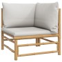 5-teiliges Gartenmöbel-Set aus Bambus mit hellgrauen Kissen von vidaXL, Gartensets - Ref: Foro24-3155082, Preis: 405,98 €, Ra...