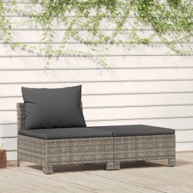 Set de muebles de jardín 2 pzas cojines ratán sintético gris