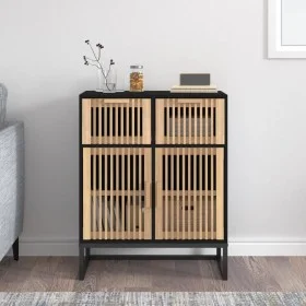 Schwarzes Sperrholz-Sideboard 60x30x75 cm von vidaXL, Schließfächer und Lagerschränke - Ref: Foro24-352116, Preis: 122,09 €, ...