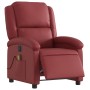 Sillón de masaje reclinable de cuero artificial rojo tinto