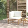 Bamboo garden corner sofa with cream white cushions by vidaXL, Modular outdoor sofas - Ref: Foro24-362300, Price: 146,24 €, D...