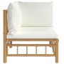 Bamboo garden corner sofa with cream white cushions by vidaXL, Modular outdoor sofas - Ref: Foro24-362300, Price: 146,24 €, D...