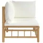 Garten-Ecksofa aus Bambus mit cremeweißen Kissen von vidaXL, Modulare Sofas für den Außenbereich - Ref: Foro24-362300, Preis:...