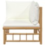 Bamboo garden corner sofa with cream white cushions by vidaXL, Modular outdoor sofas - Ref: Foro24-362300, Price: 146,24 €, D...