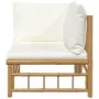 Garten-Ecksofa aus Bambus mit cremeweißen Kissen von vidaXL, Modulare Sofas für den Außenbereich - Ref: Foro24-362300, Preis:...