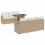 Conjunto de sofá de jardín con cojín 7 pcs Beige Poliratán