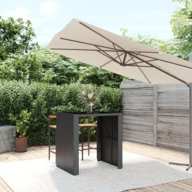 Mesa alta bar ratán PE y superficie vidrio negro 105x80x110 cm de vidaXL, Mesas de jardín - Ref: Foro24-362594, Precio: 212,0...