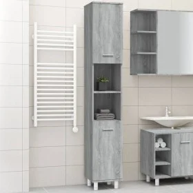 Badezimmerschrank aus grauem Sonoma-Sperrholz, 30 x 30 x 179 cm von vidaXL, Badezimmermöbel - Ref: Foro24-825832, Preis: 92,0...