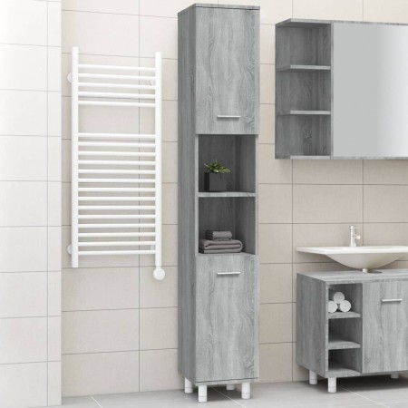 Badezimmerschrank aus grauem Sonoma-Sperrholz, 30 x 30 x 179 cm von vidaXL, Badezimmermöbel - Ref: Foro24-825832, Preis: 90,2...