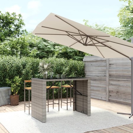 Hoher Stehtisch mit grauer PE-Rattan-Glasoberfläche 145x80x110 cm von vidaXL, Gartentische - Ref: Foro24-362598, Preis: 255,1...